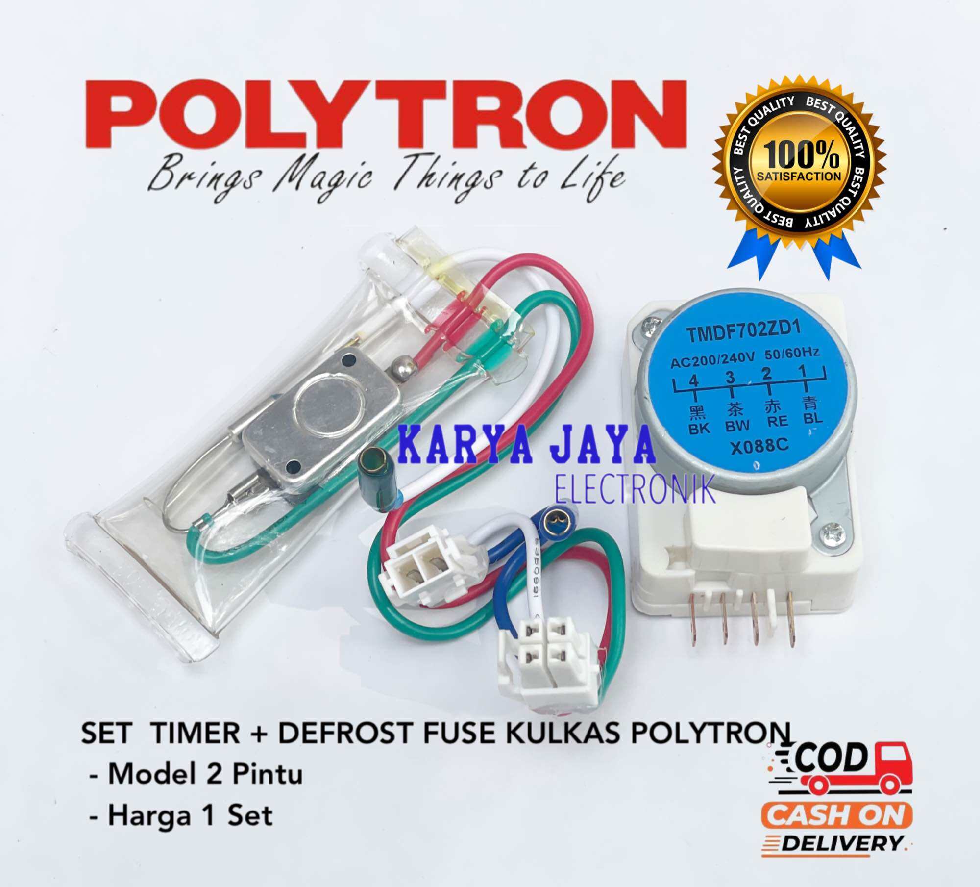 Timer Defrost Bimetal fuse kulkas POLYTRON 2 pintu 1 Set