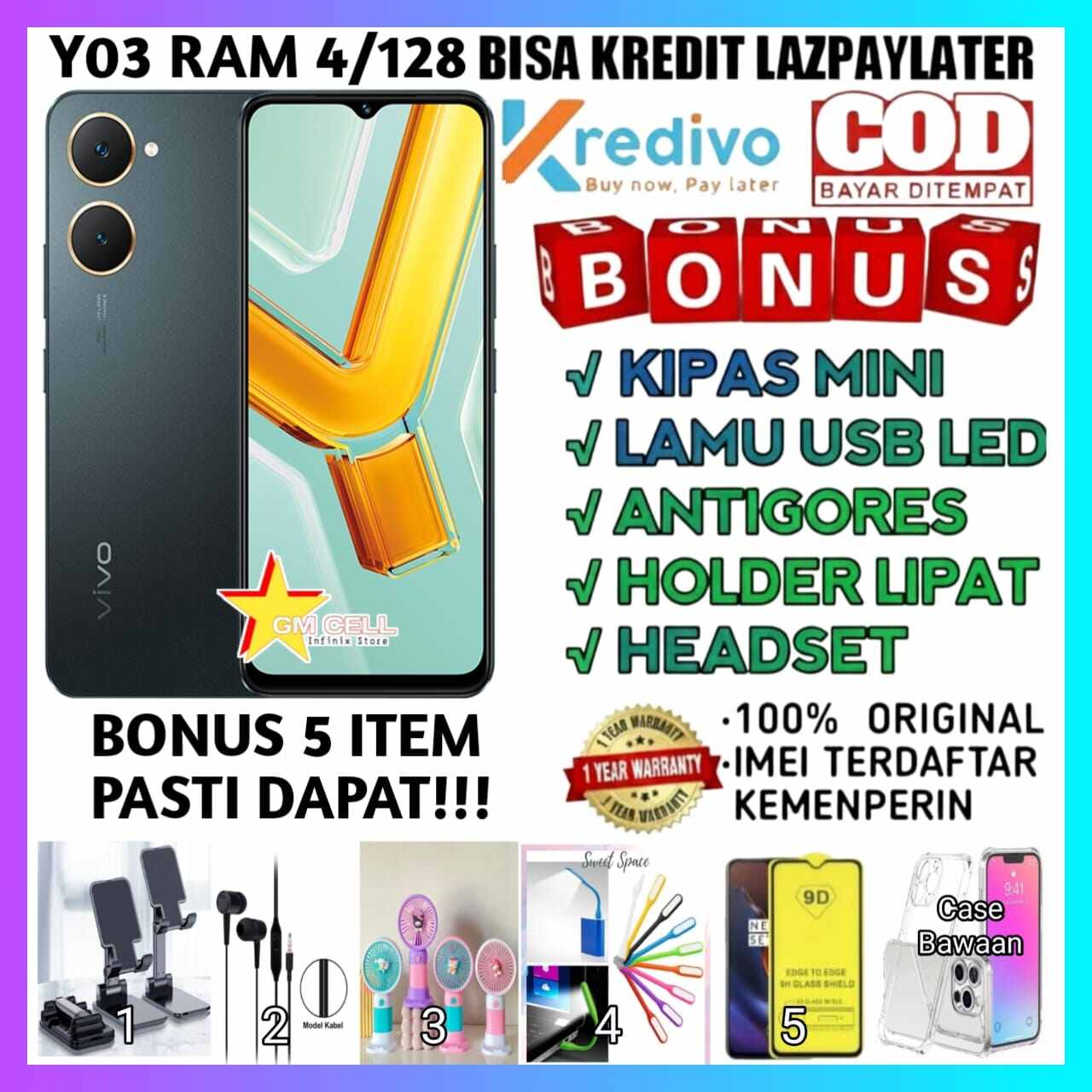 Vivo Y03 Ram (4 + 4)= 8 + 128 original IMEI registered Ministry of Commerce + bonus 5 items definitely can Giá 1,080,000 Đồng*Miễn phí vận chuyển