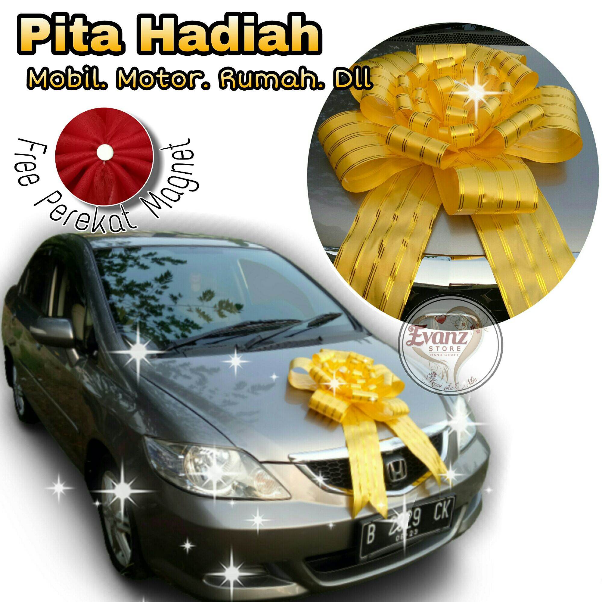 Pita Hadiah Mobil Motor Pita Jepang Diameter 65cm Free Magnet Pita Acara Aksesoris Mobil Pita Kado Lazada Indonesia