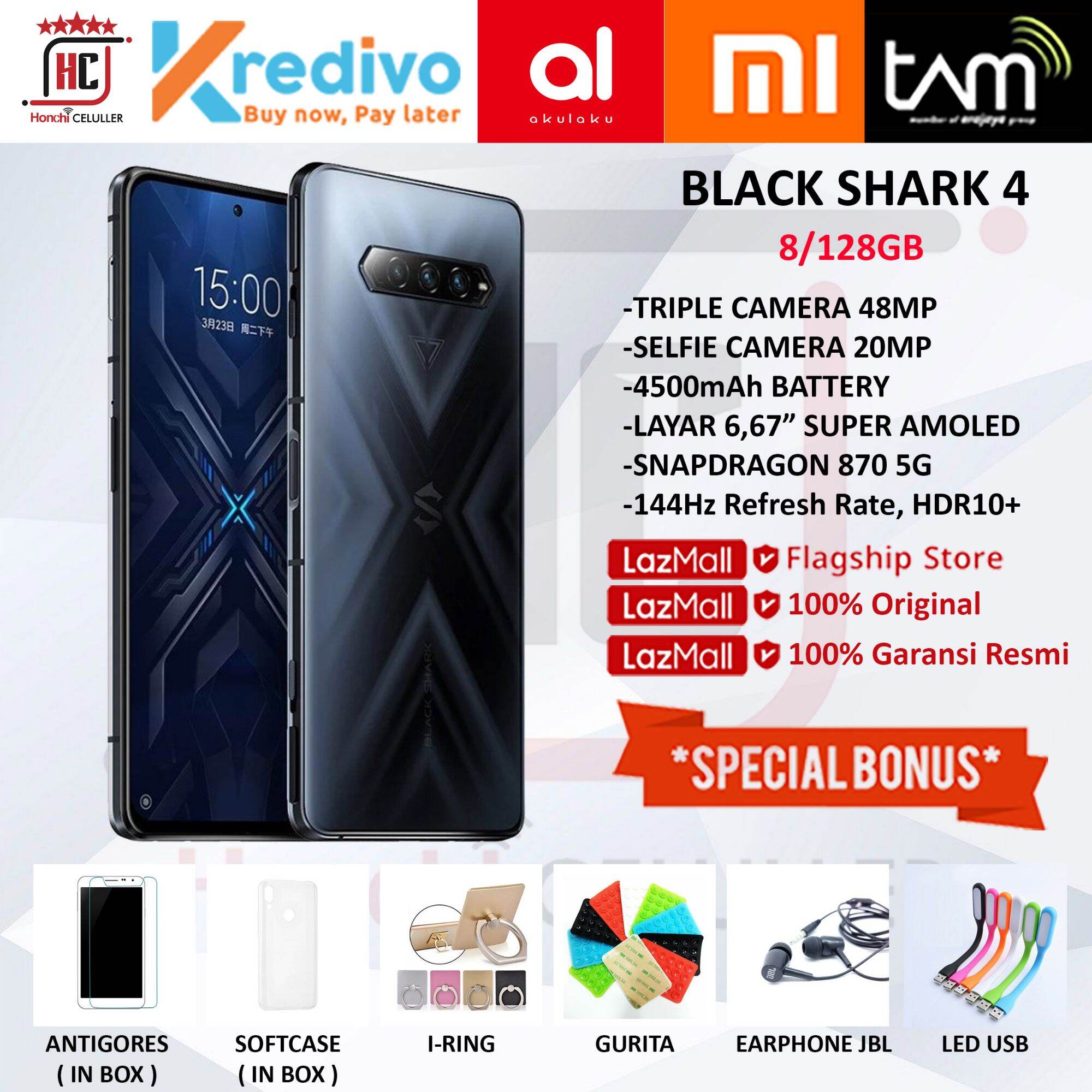 XIAOMI BLACK SHARK 4 8/128GB RAM 8GB ROM 128GB GAMING GARANSI RESMI INDONESIA - Merek Black Shark Harga 6,499,000 rupiah*Gratis Ongkir