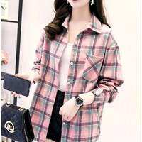 Atasan Wanita Kemeja Flanel Wanita Kotak Kotak Oversize Best Seller