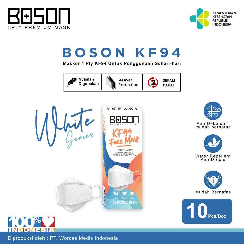 BOSON White Series Premium Masker KF94 4 Ply Isi 10 Pcs Lazada Indonesia