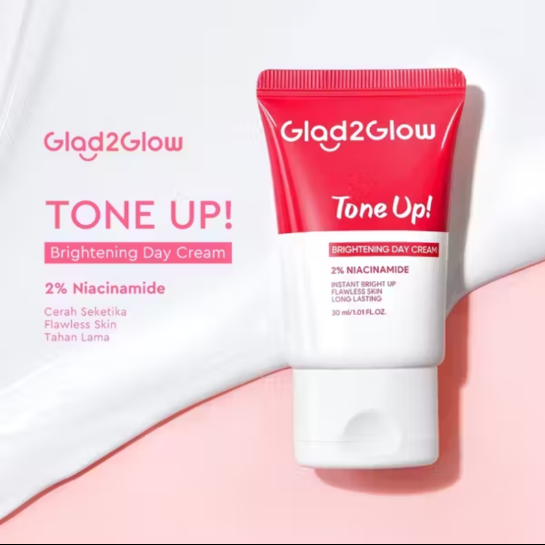 GLAD2GLOW Brightening Tone Up Cream Cerah Day Cream Instan Mencerahkan Kulit Viral Mencerahkan Se...