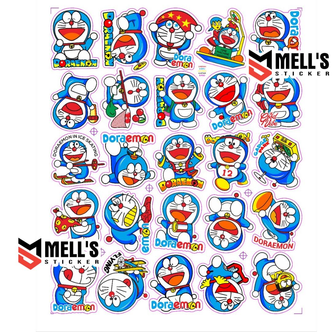 Stiker Kartun Karakter Doraemon Isi 50 Lembar Graftac Stiker Motor