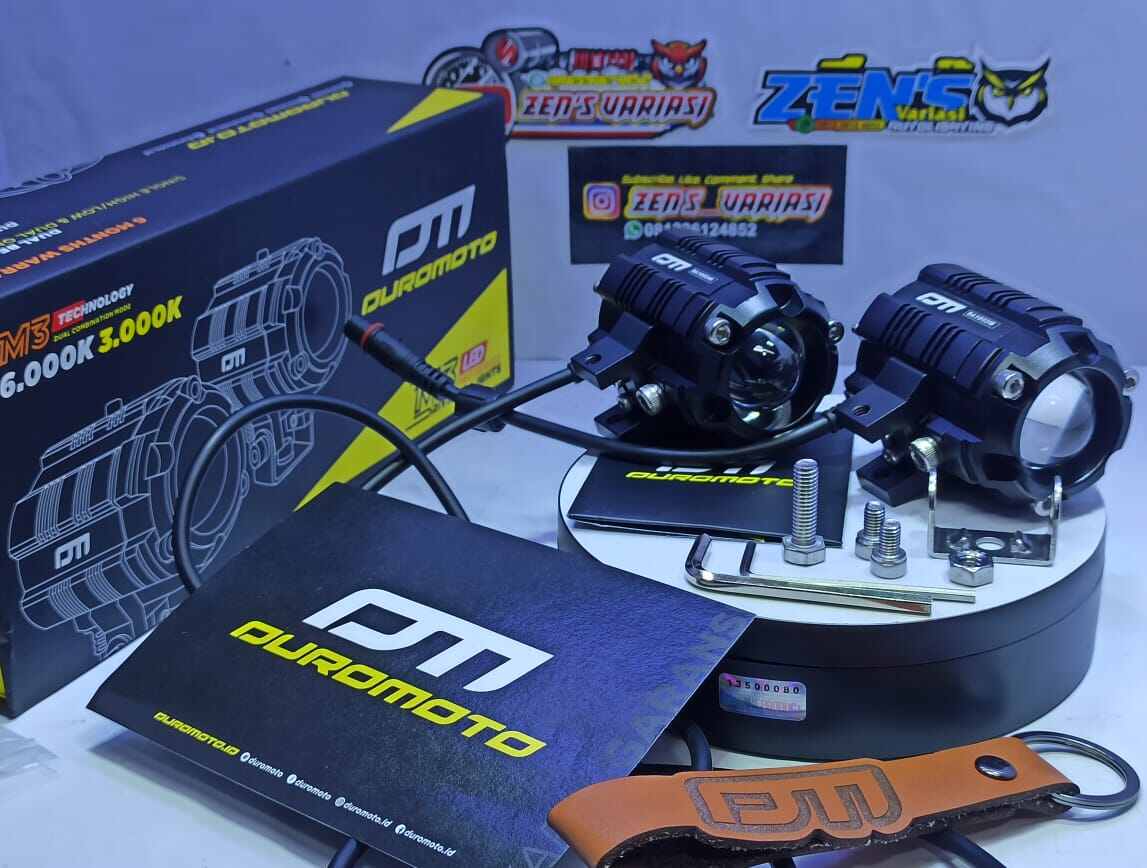 DUROMOTO M3 PRO , LAMPU TAMBAHAN MOTOR DAN MOBIL 2 WARNA. 