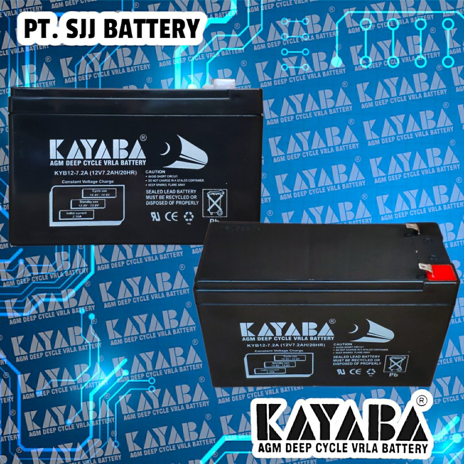 BATTERY VRLA KAYABA 12 VOLT 7.2 AMPER BATERAI MOBIL MOTOR AKI ANAK RC ...