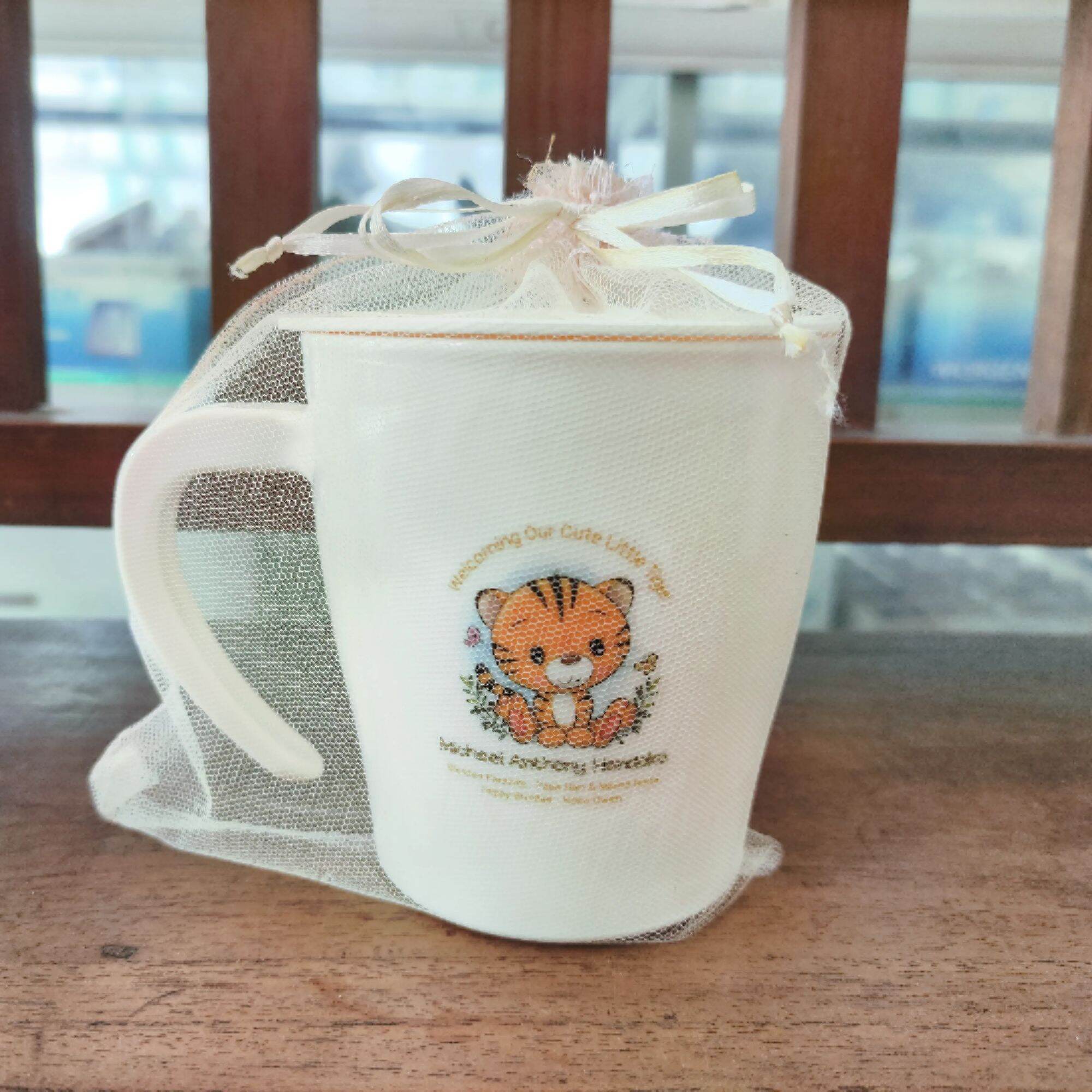 12pcs Mug custom untuk ulang tahun, tasyakuran, newborn dll dengan kemasan tile kantong
