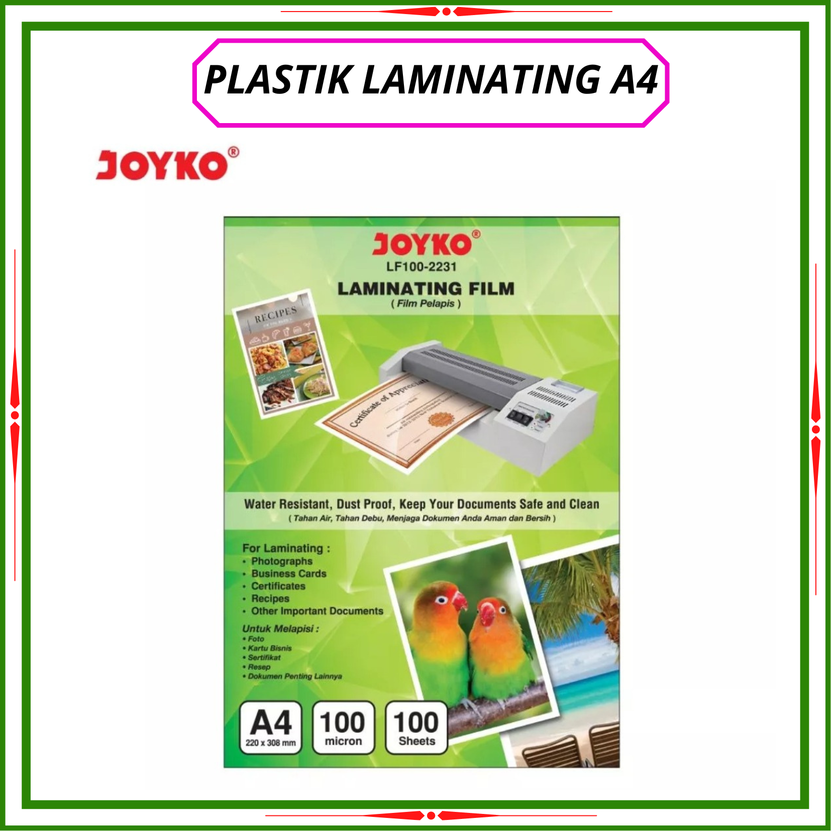 Plastik Laminating A4 Joyko 20 Lembar Lazada Indonesia