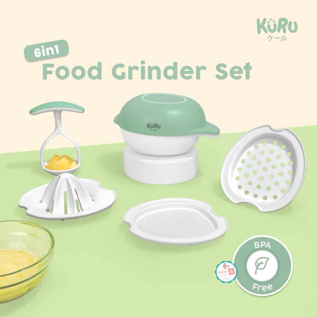 KURU 6in1 Food Grinder Set | Alat MPASI Bayi Serbaguna BPA Free | Penghalus Parutan Saringan Smasher MPASI Bayi