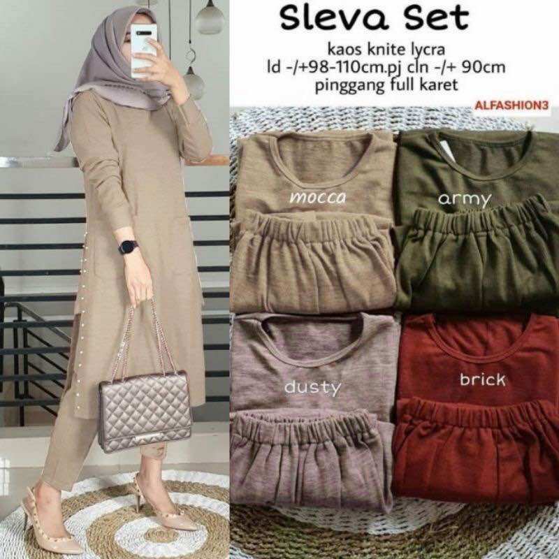 Eurigo Sleva Set Setelan wanita Kaos Lycra Knite Rajut One Set