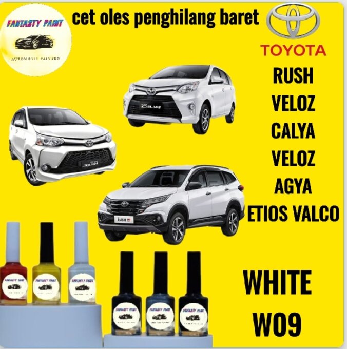 CAT OLES PENGHILANG BARET MOBIL TOYOTA AVANZA VELOZ, RUSH CALYA, AGYA WHITE W09 /PUTIH TERMURAH BISA COD Harga 15,000 rupiah*Gratis Ongkir
