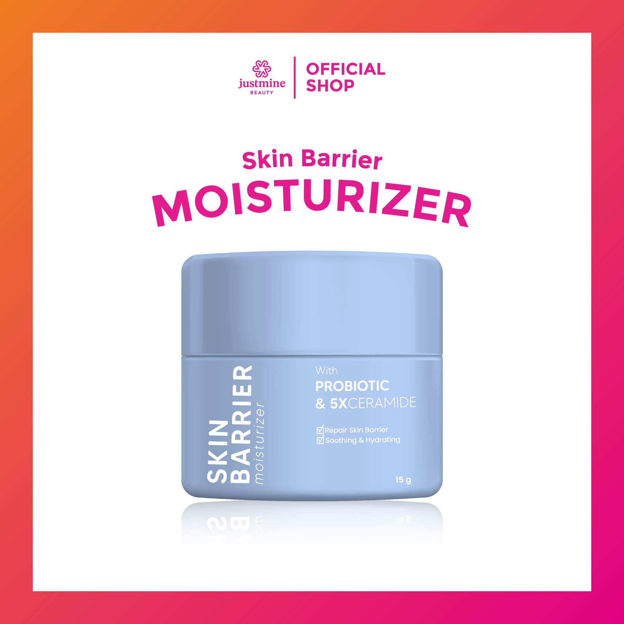 Justmine Beauty Skin Barrier Moisturizer Cream 5X Ceramide With Probiotics Memperbaiki Skin Barri...