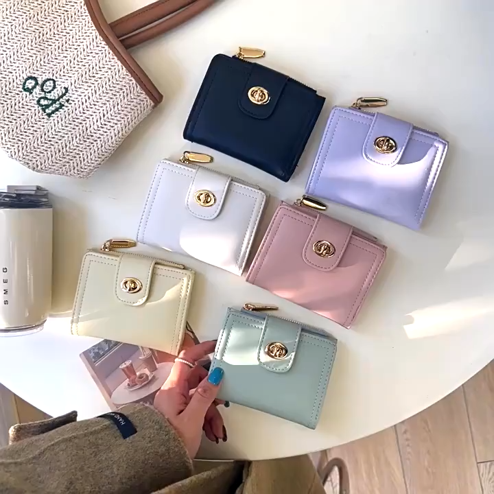 Hathin muii - DOMPET lipat kecil  KULIT PREMIUM fashion Korean style Sederhana wallet import bahan kulit pu dompet wanita