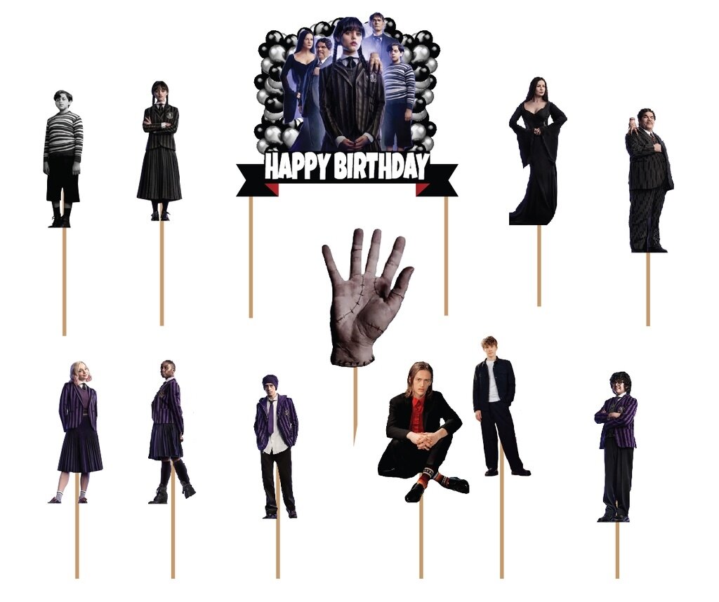 satu set cake topper hiasan kue ulang tahun karakter wednesday addams