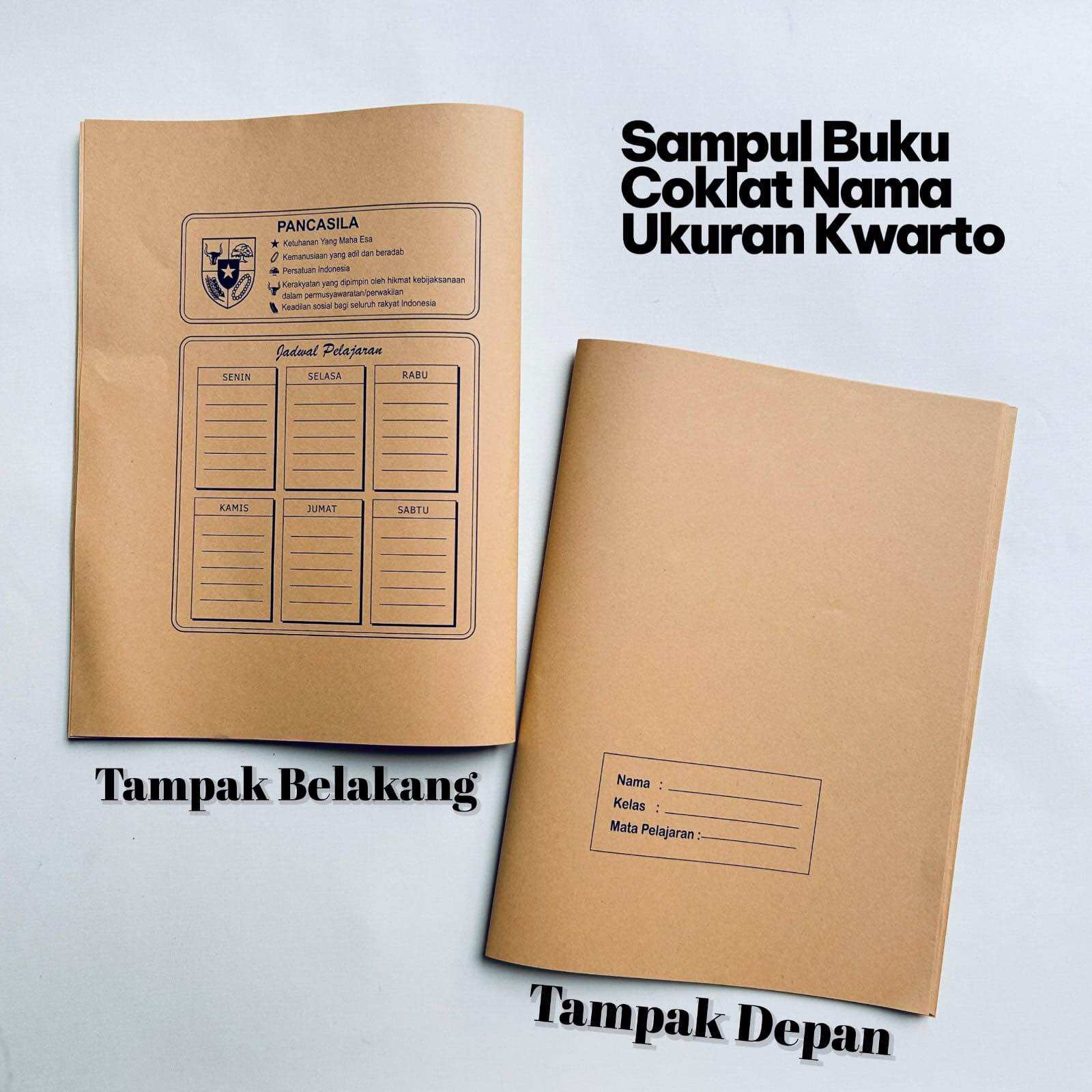 Sampul Buku Tulis Kertas Coklat Nama Uk KWARTO Uk Buku Biasa ( isi 20 Lembar /1 Pack)