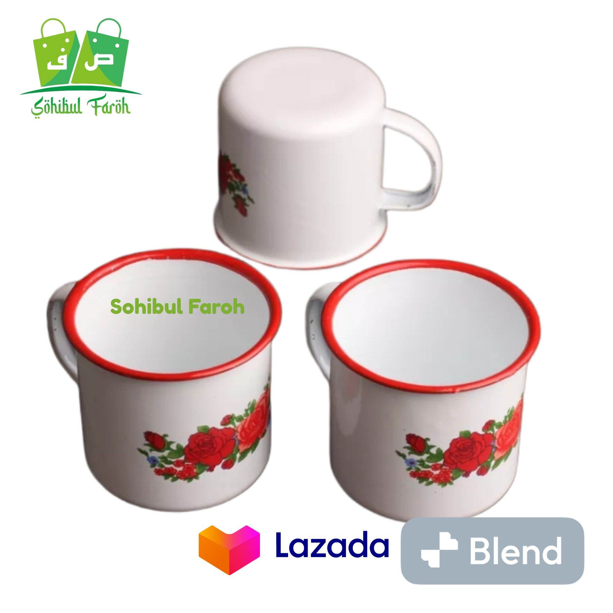 Old School Coffee Cups / Enamel Mugs 12 Pcs Size 7cm / Enamel Cups