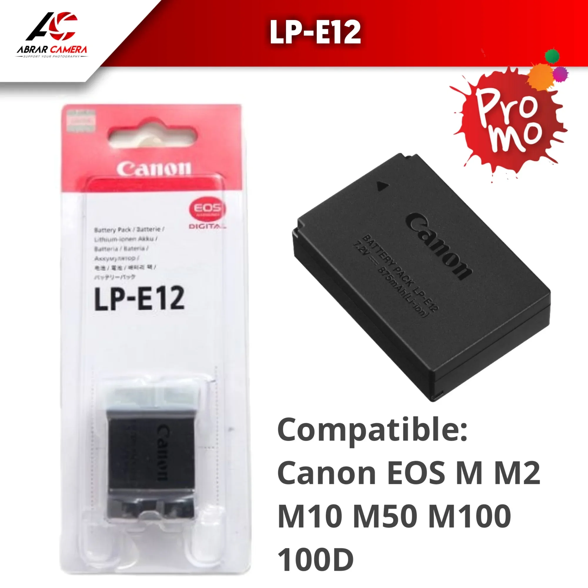 Baterai LP-E12 battery LPE12 LP 12 E12 for Camera Canon EOS M M2 M10 M50 M100 100D