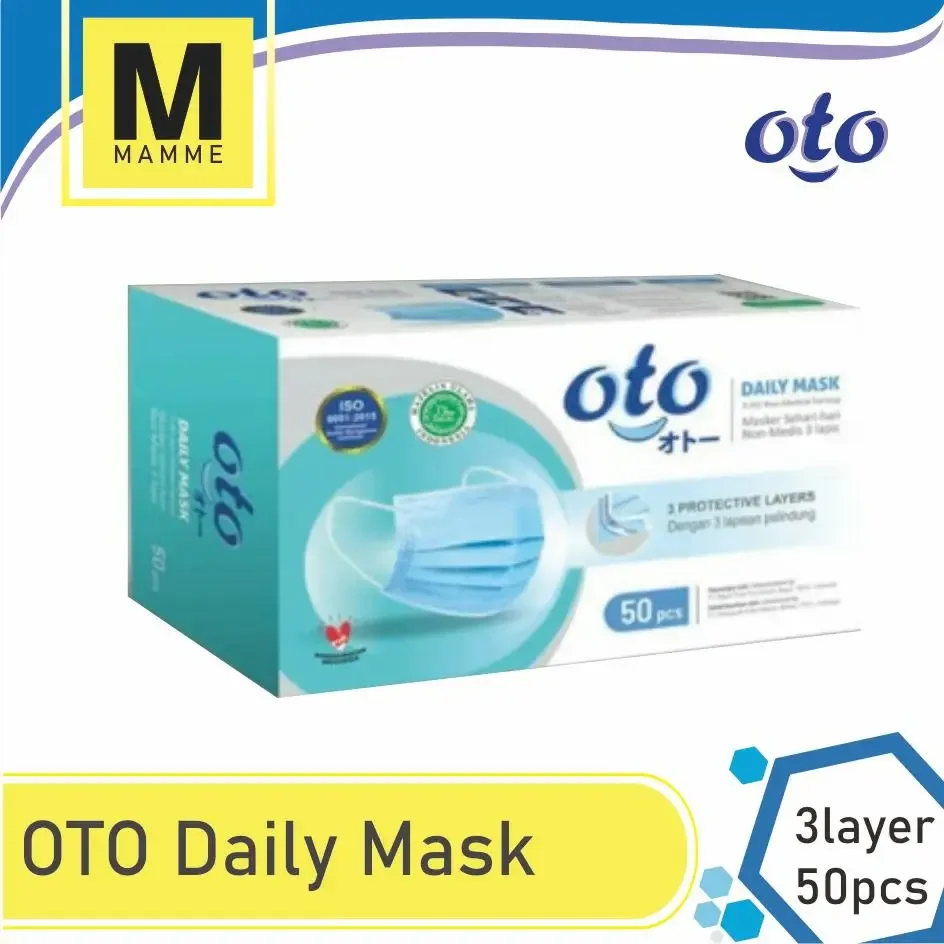 OTO Masker Wajah Kesehatan Earloop Daily Mask 3 lapis isi 50 pcs