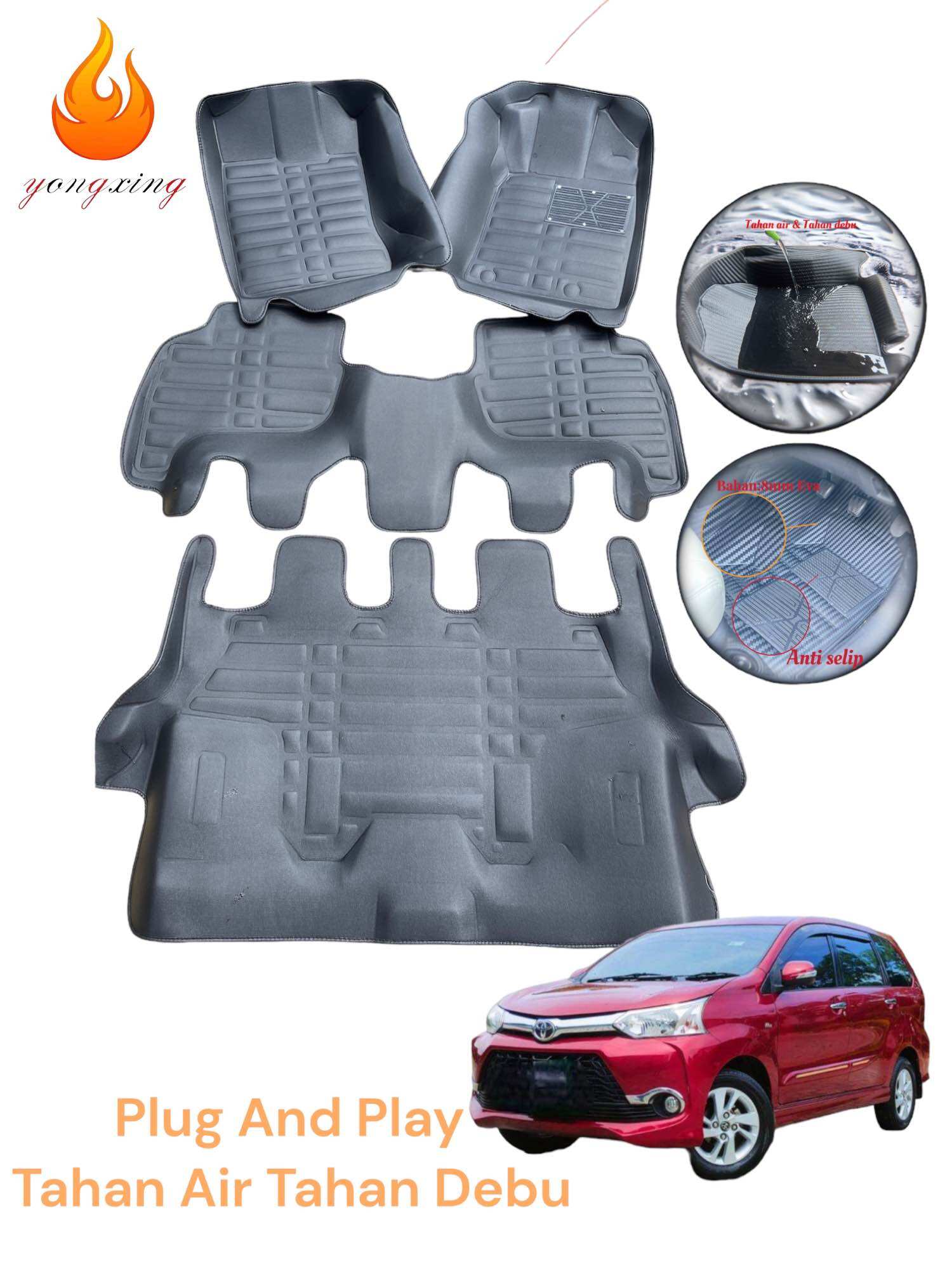 5D Premium Car Carpet for Toyota Veloz Xenia Avanza 2011-2021 Plug and Play Waterproof and Dustproof Harga 780,000 rupiah*Gratis Ongkir