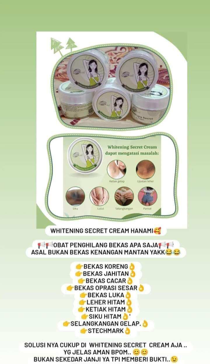 whitening secret cream/krim pemutih slengki/krim pemutih ketiak/krim pemutih area hitam/aman/bpom. 