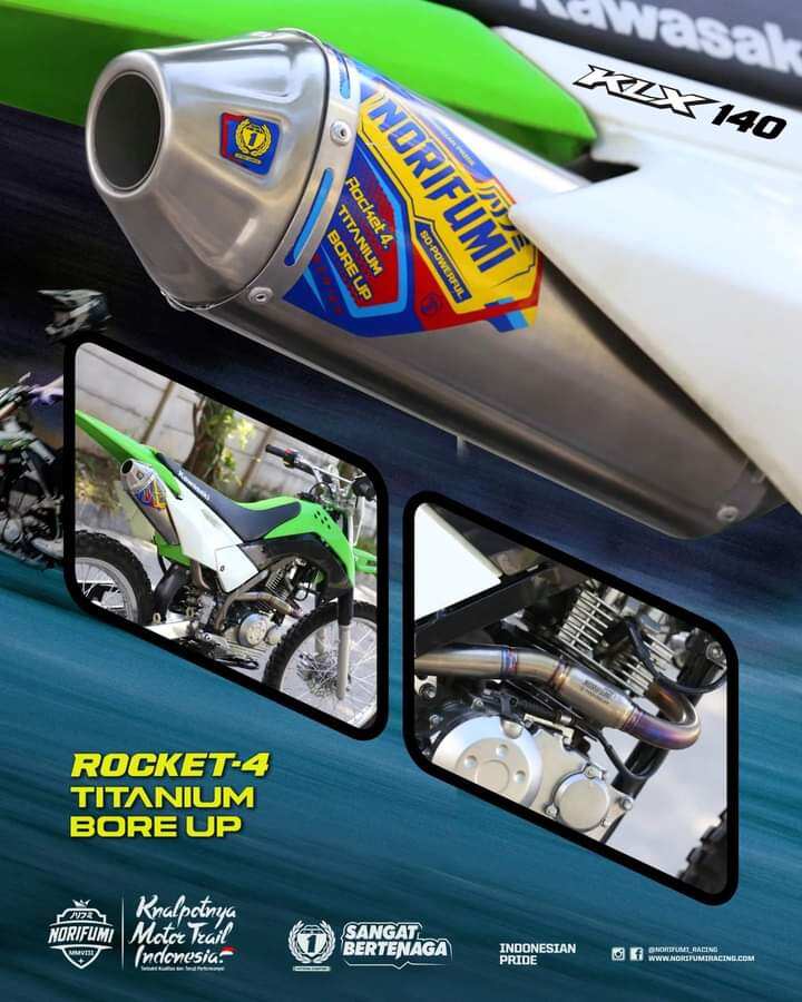 NORIFUMI ROKET 4 TITANIUM BORE UP KLX DTRACKER CRF WR155R NEW PRODUCT Harga 1,250,000 rupiah*Gratis Ongkir