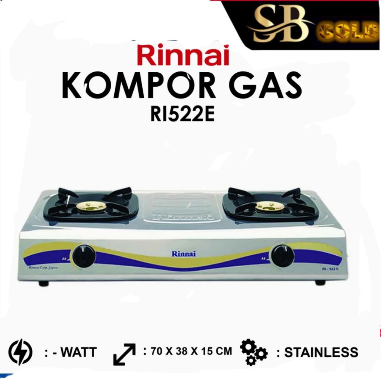 Rinnai 522E Kompor Gas 2 Tungku Stainless | Lazada Indonesia