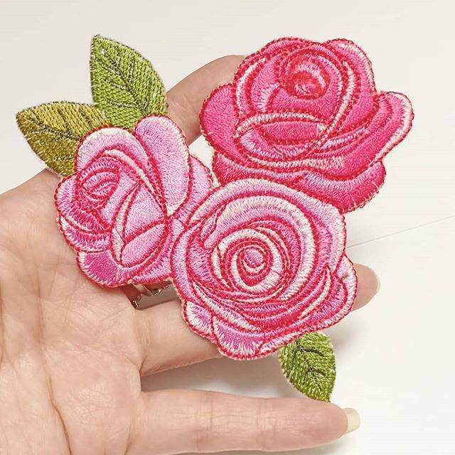 patch bunga rose/aplikasi bordir/patch iron