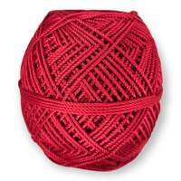 BENANG RAJUT POLYESTER KILAP & DOP SERI WARNA MERAH MERK NETRAL
