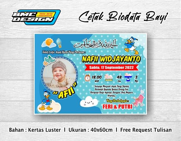 Cetak Biodata Bayi / Cetak Nama Bayi / Cetak Banner Kelahiran | Lazada ...