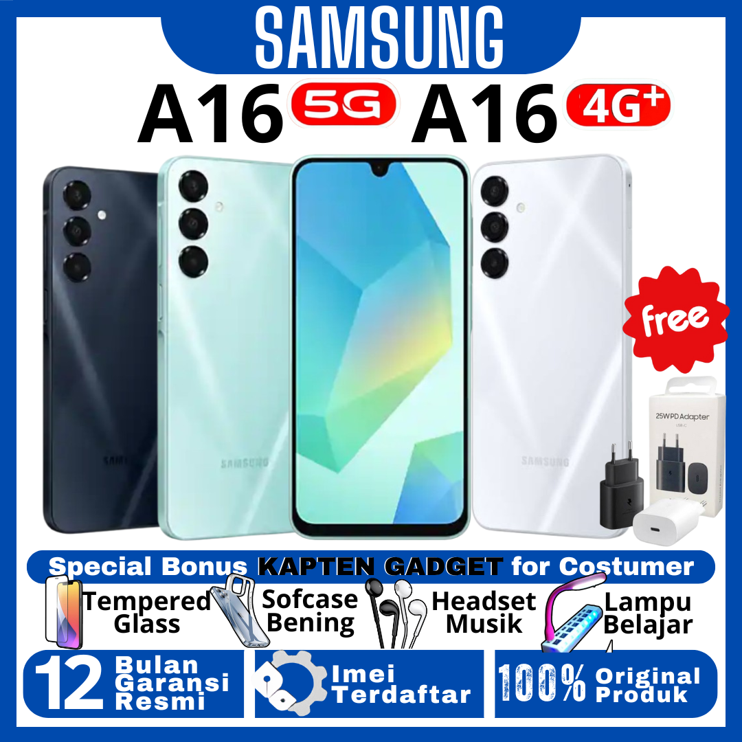 HP SAMSUNG GALAXY A16 4G | A16 5G 8/128GB 8/256GB RAM UPTO 16GB 100% BARU ORIGINAL GARANSI RESMI Giá 2,699,000 Đồng*Miễn phí vận chuyển
