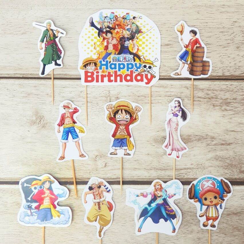 One Piece Anime Birthday Cake Topper 1 set Lazada Indonesia