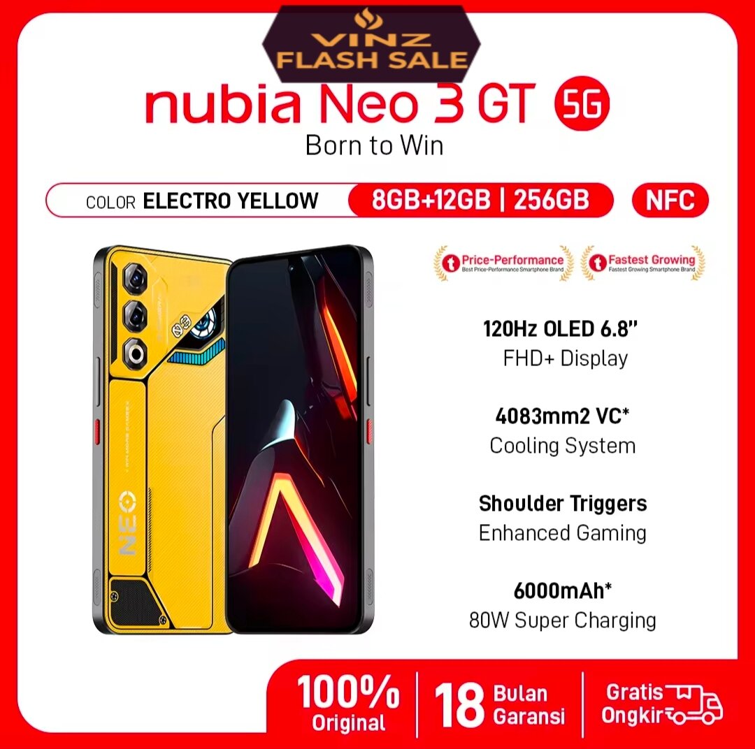 Nubia Neo 3 GT GARANSI RESMI Harga 3,197,000 rupiah*Gratis Ongkir