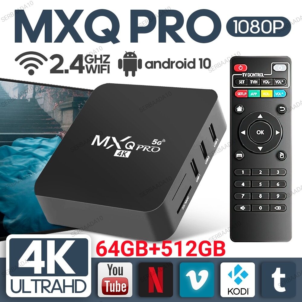 STB mxq Pro Android TV box 4K HD newest smart set top box 64GB RAM 512GB ROM 2.4GHz/5G WiFi connection Harga 159,900 rupiah*Gratis Ongkir
