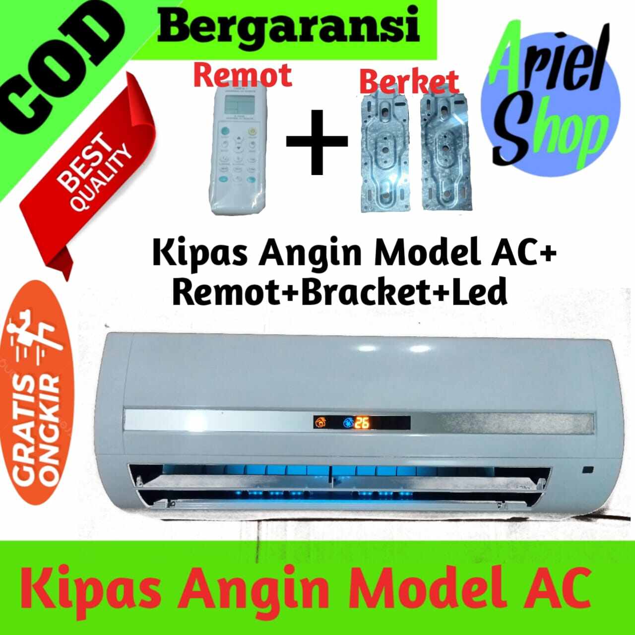 KIPAS ANGIN MODEL AC 2PK + REMOTE + BRACKET+ LED Harga 295,000 rupiah*Gratis Ongkir
