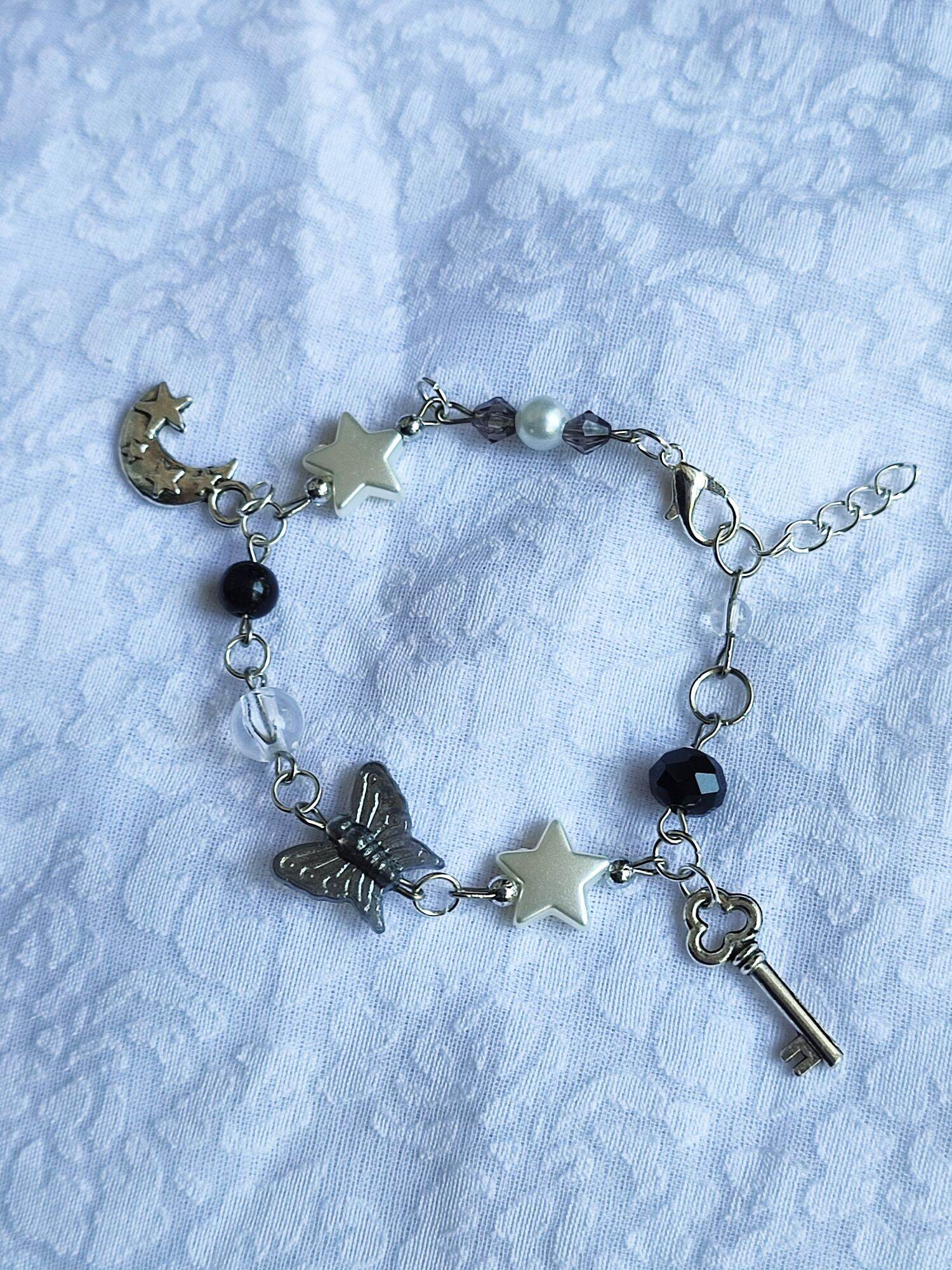 Gelang manik aesthetic black series/ barcelet beads black/ charm