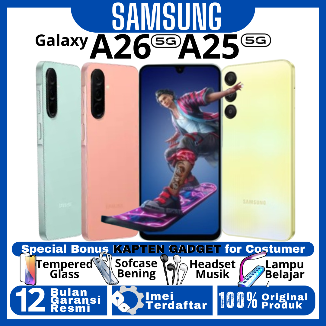 HP SAMSUNG A26 5G | A25 8/256 GB Ram Upto 16GB Water Resisrant 100% BARU ORIGINAL GARANSI RESMI Harga  3,989,000 rupiah*Gratis Ongkir