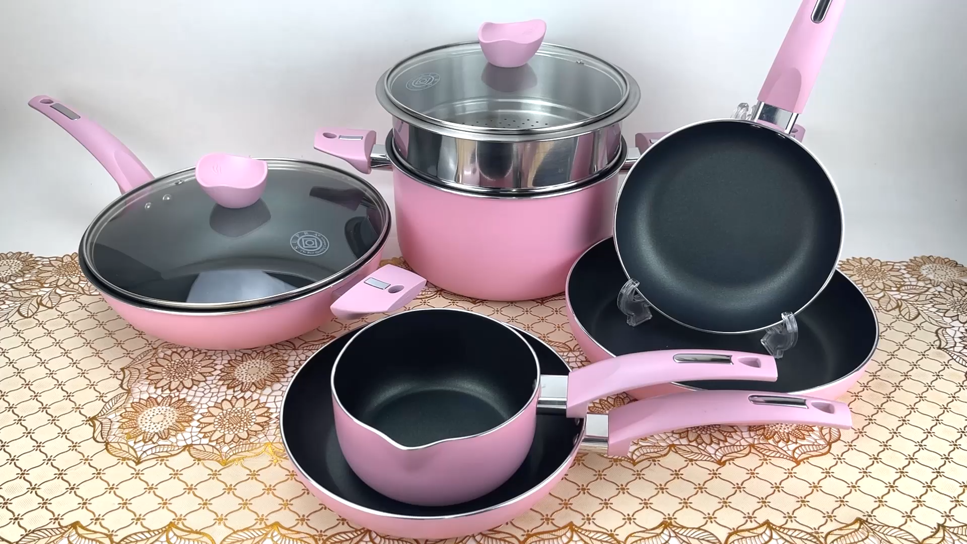 Dropship Nonstick Cookware Sets, 9 Pcs Granite Non Stick Pots And