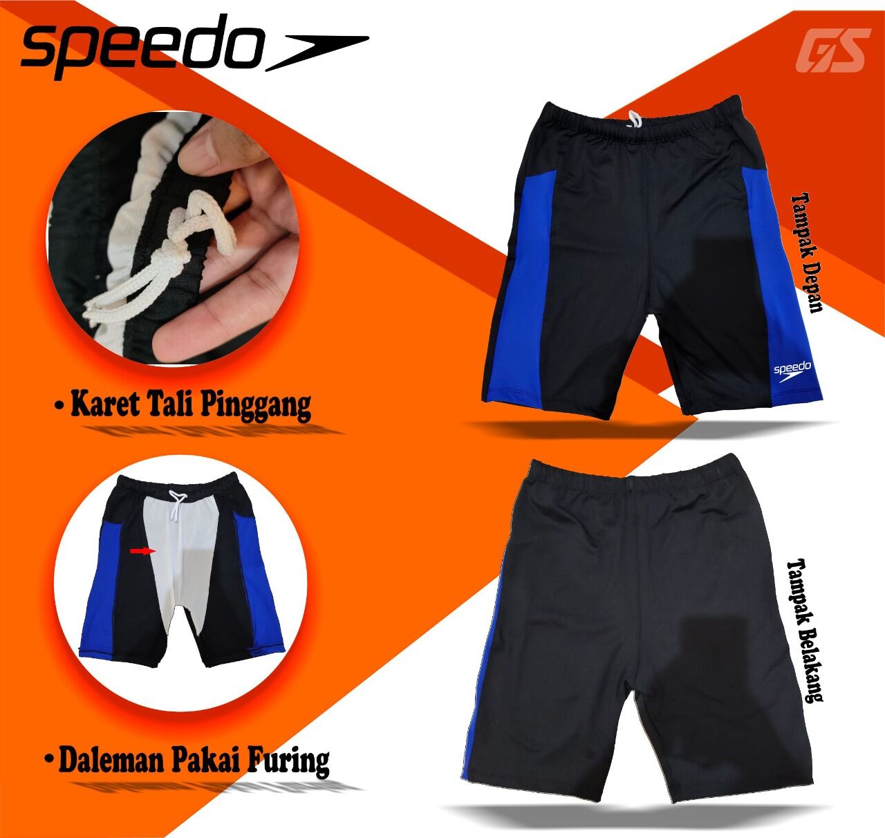 Celana pendek renang pria dewasa celana olahraga renang ketat