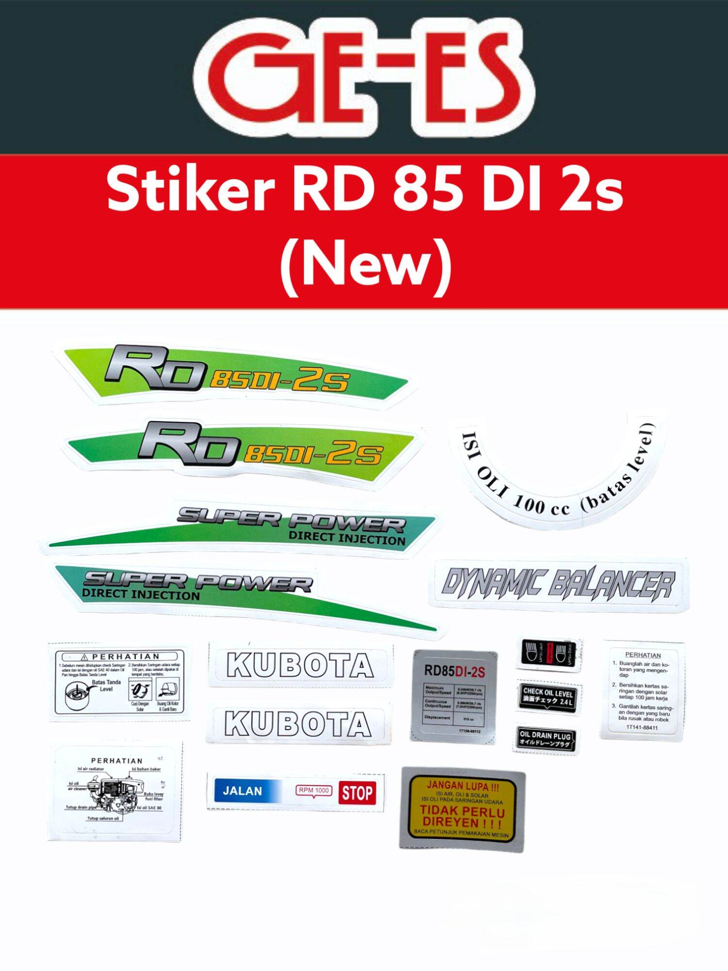 Stiker Mesin Traktor RD 85 DI 2S Stiker Traktor Kubota RD 85 2S Stiker ...
