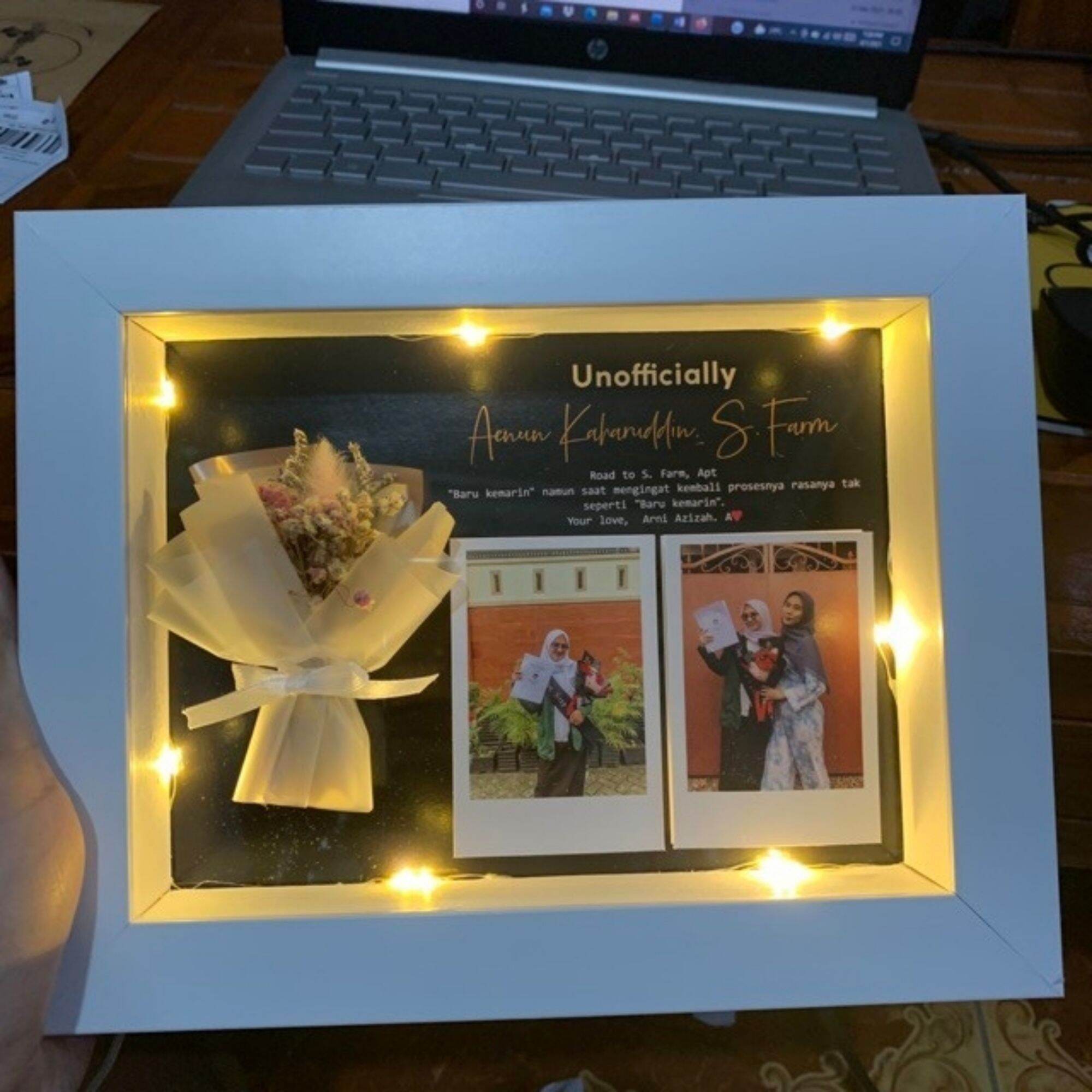 30X25Cm Decorative Lights, Bouquet of Edelweiss Flowers, Led Scrap Box, Frame, 3D Popup Photo Frame, h…