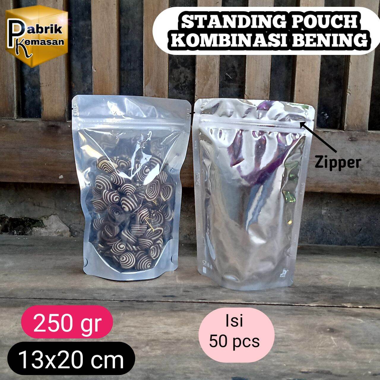 Ukuran standing discount pouch 250 gr