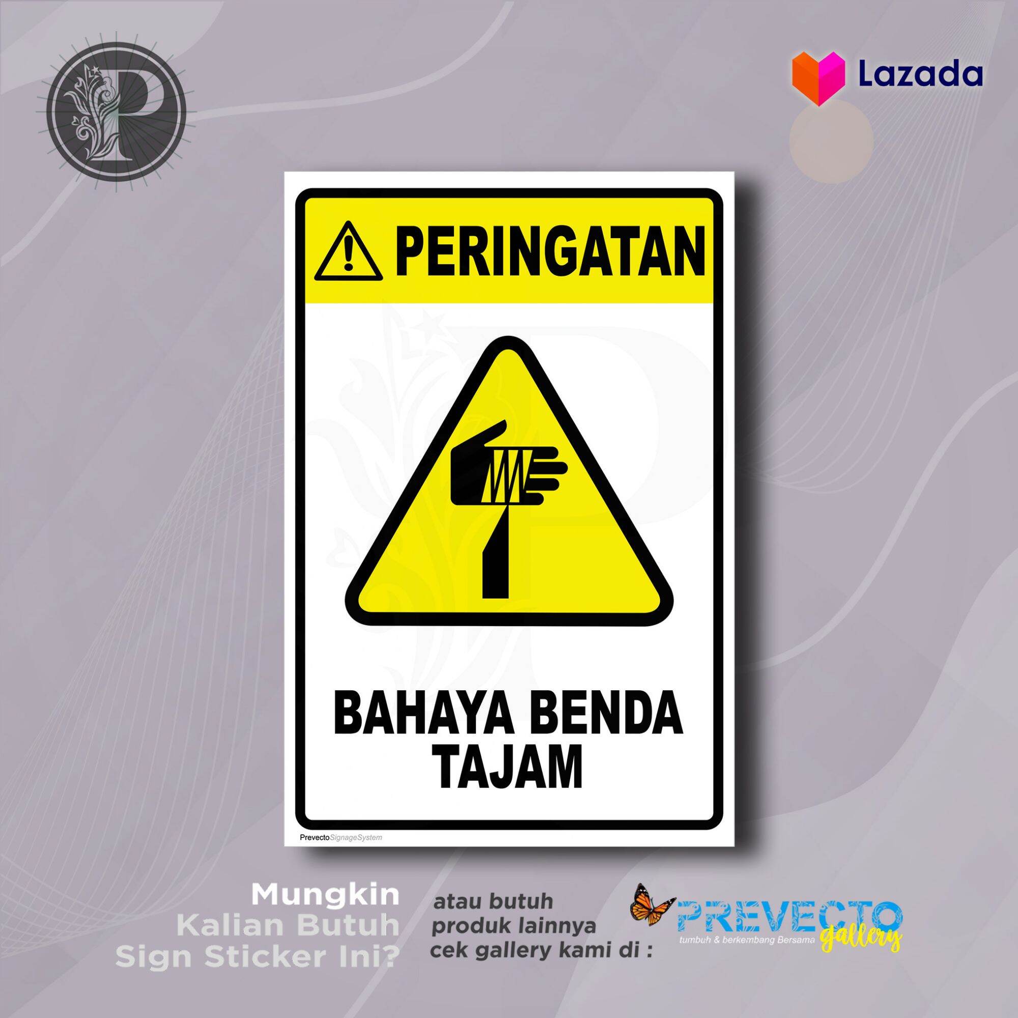 Stiker Safety Sign K3 Rambu Bahaya Benda Tajam Sticker Vinyl Tahan Air ...