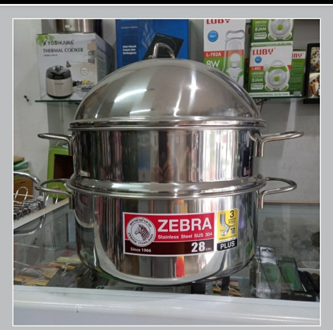 164390 Steamer Zebra D28cm 2susun Extreme Plus II, SUS 304, Thailand
