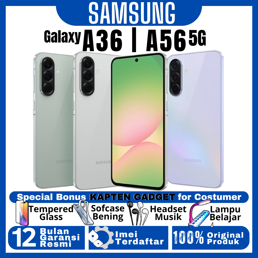 SAMSUNG GALAXY A36 5G | A56 5G 8/256GB - 12/256GB Ram Upto 24GB 100% BARU ORIGINAL GARANSI RESMI Giá 5,149,000 Đồng*Miễn phí vận chuyển