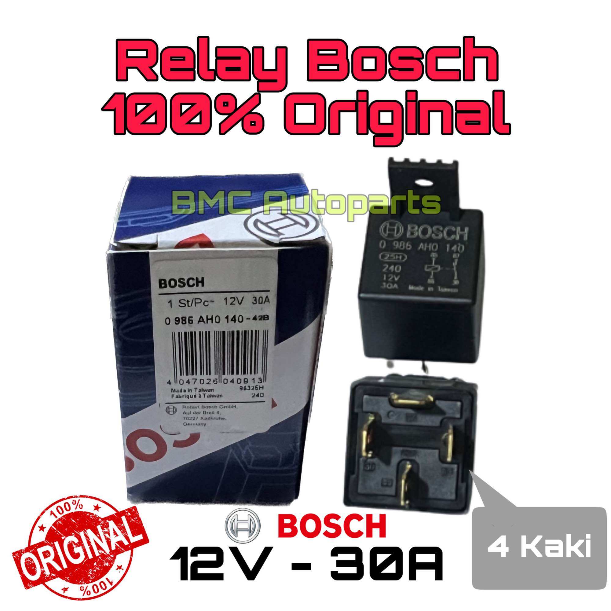 Relay Bosch 12V 4 Kaki / 4 Pin 100% Asli Original Untuk Mobil & Motor ...