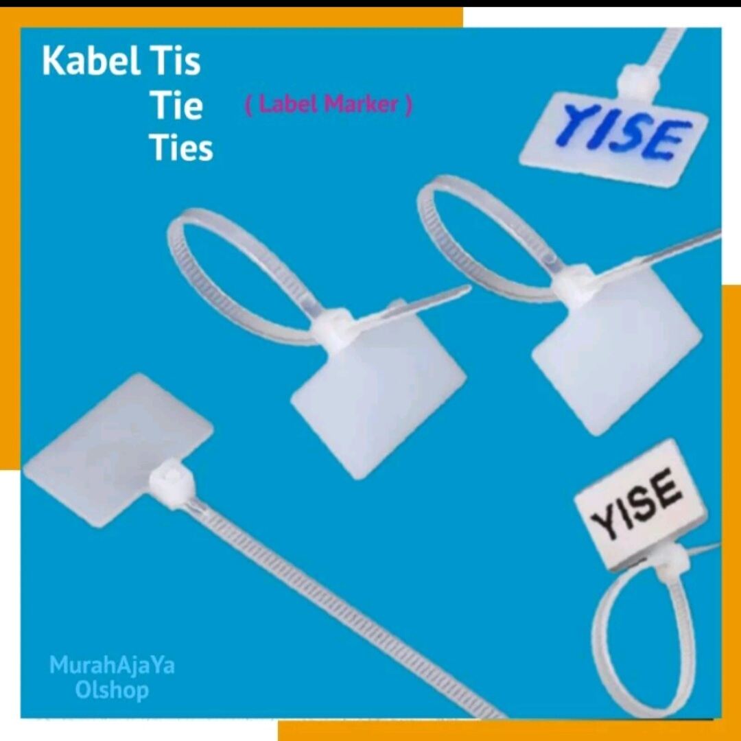 Kabel Tis Tie Ties + Label Nama / Kabel Label Marker Name Label Pengikat Warna Putih isi 50pcs dan 100pcs