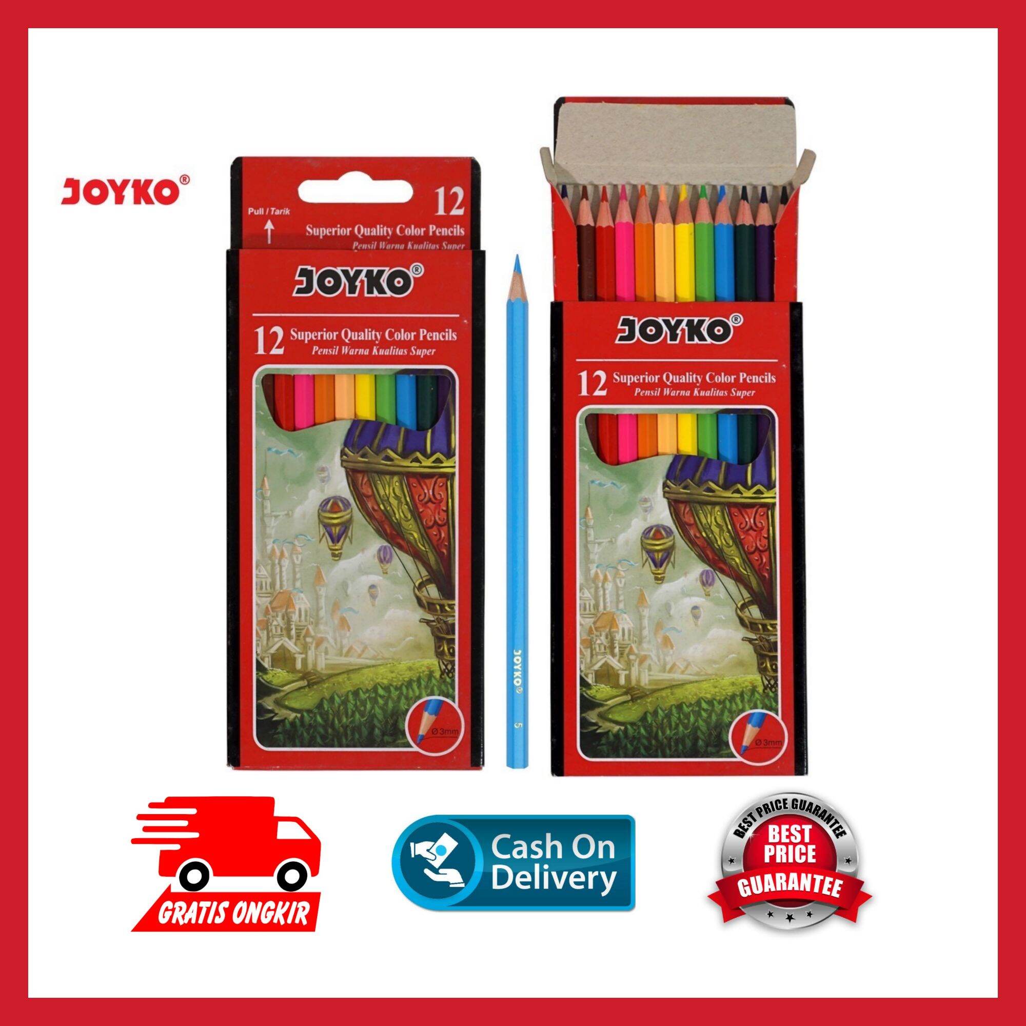 PENSIL 12 WARNA PANJANG JOYKO MURAH CP-100 / PENSIL 12 WARNA PANJANG MURAH
