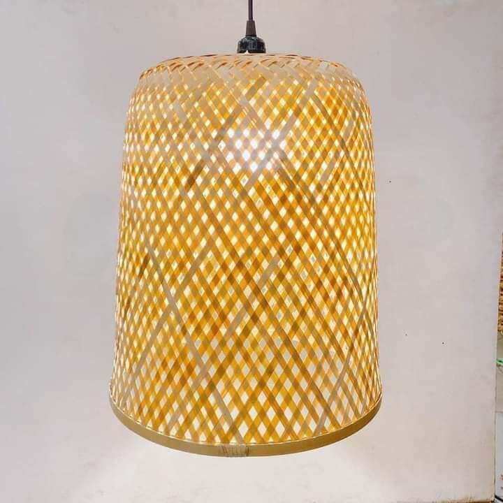 maktabah 89 / kap lampu gantung tabung / anyaman kecil / lampion / anyaman bambu