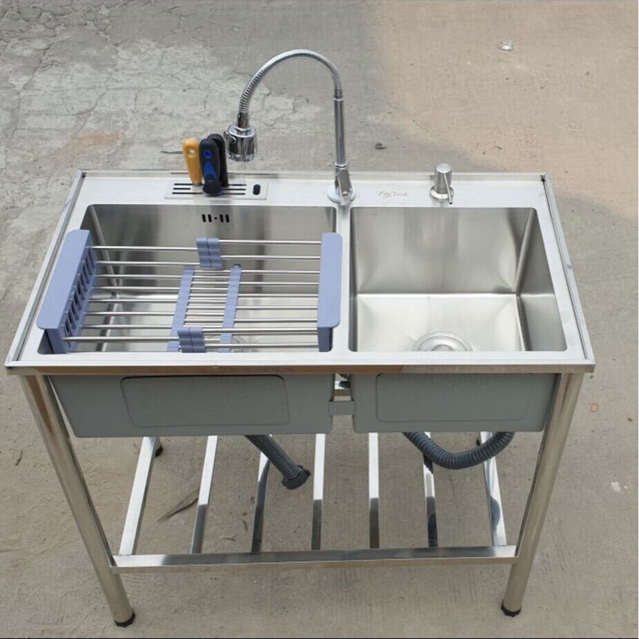 Bak cuci piring fullset komplit portable 2 lubang kotak kitchen sink