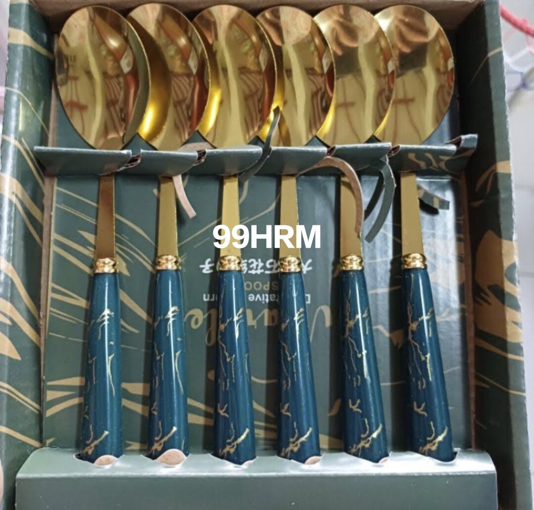 Sendok Marble 1 Set isi 6pcs / Sendok Sultan / Box Gift Set Hampers